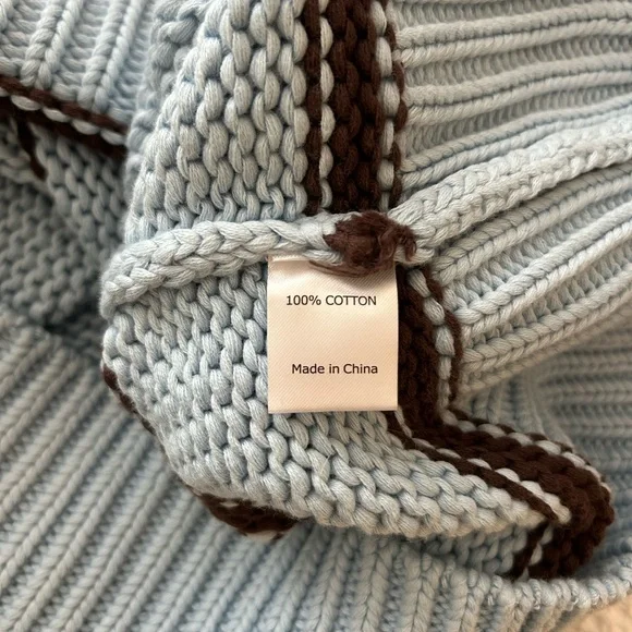 La Ligne NWT Marina Cotton Sweater Light Blue and Olive Stripes Small - Picture 5 of 5